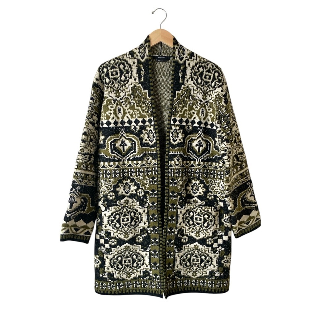 Vertigo Women’s Open-Front Longline Bohemian Coatigan  Coat Cardigan Size Medium